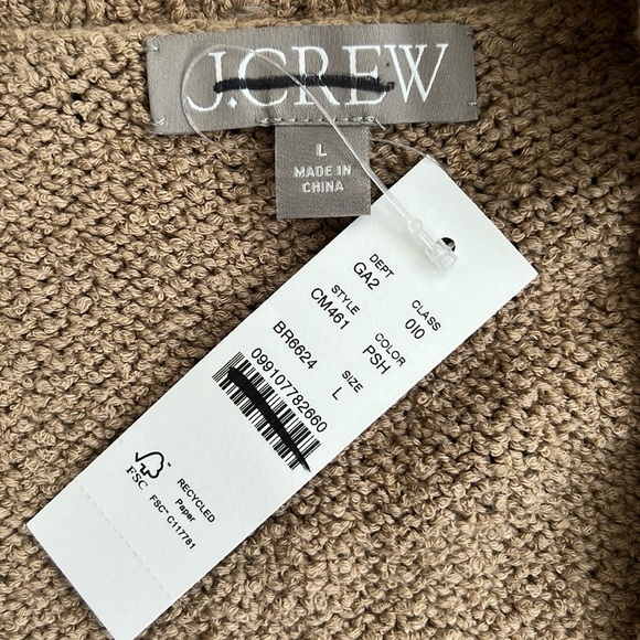 J.CREW Marina V-Neck Cardigan Sweater Large Oversized Pebble Shore Tan Neutral - Picture 4 of 10